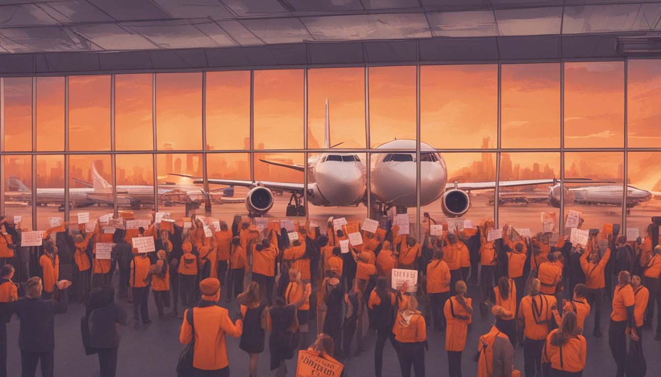 American Airlines Flight Attendants Protest for Wage Increase Outside O’Hare International Airport