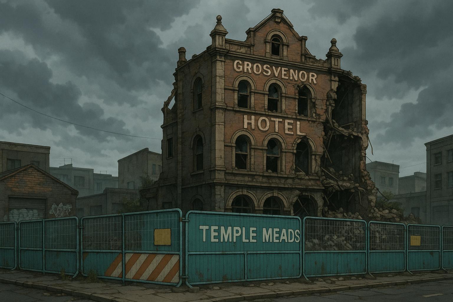 Demolition starts but Grosvenor Hotel site in Bristol replaced by billboard plans