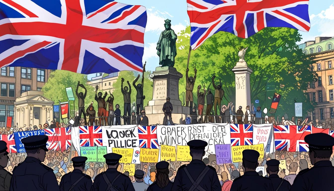 Rival demonstrations in Manchester city centre remain peaceful despite tensions