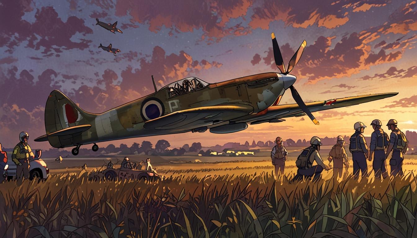 pilot makes safe emergency landing of 1943 Spitfire in Kent crop field