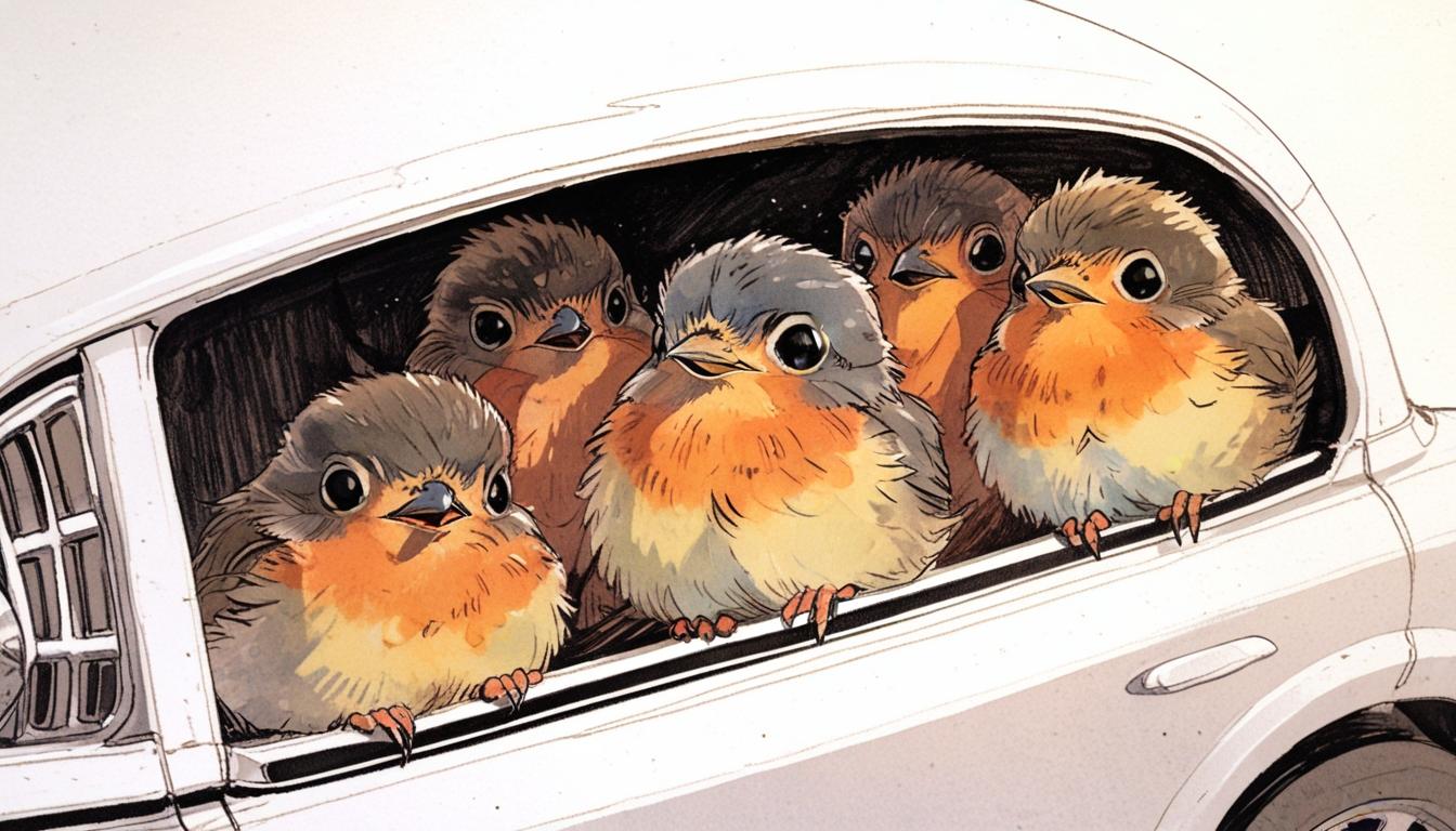 Six baby robins rescued after nesting in car grille on London to Brighton journey