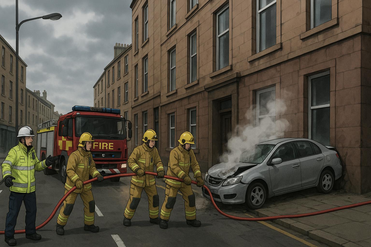 Fife block of flats evacuated after car crash causes suspected gas leak