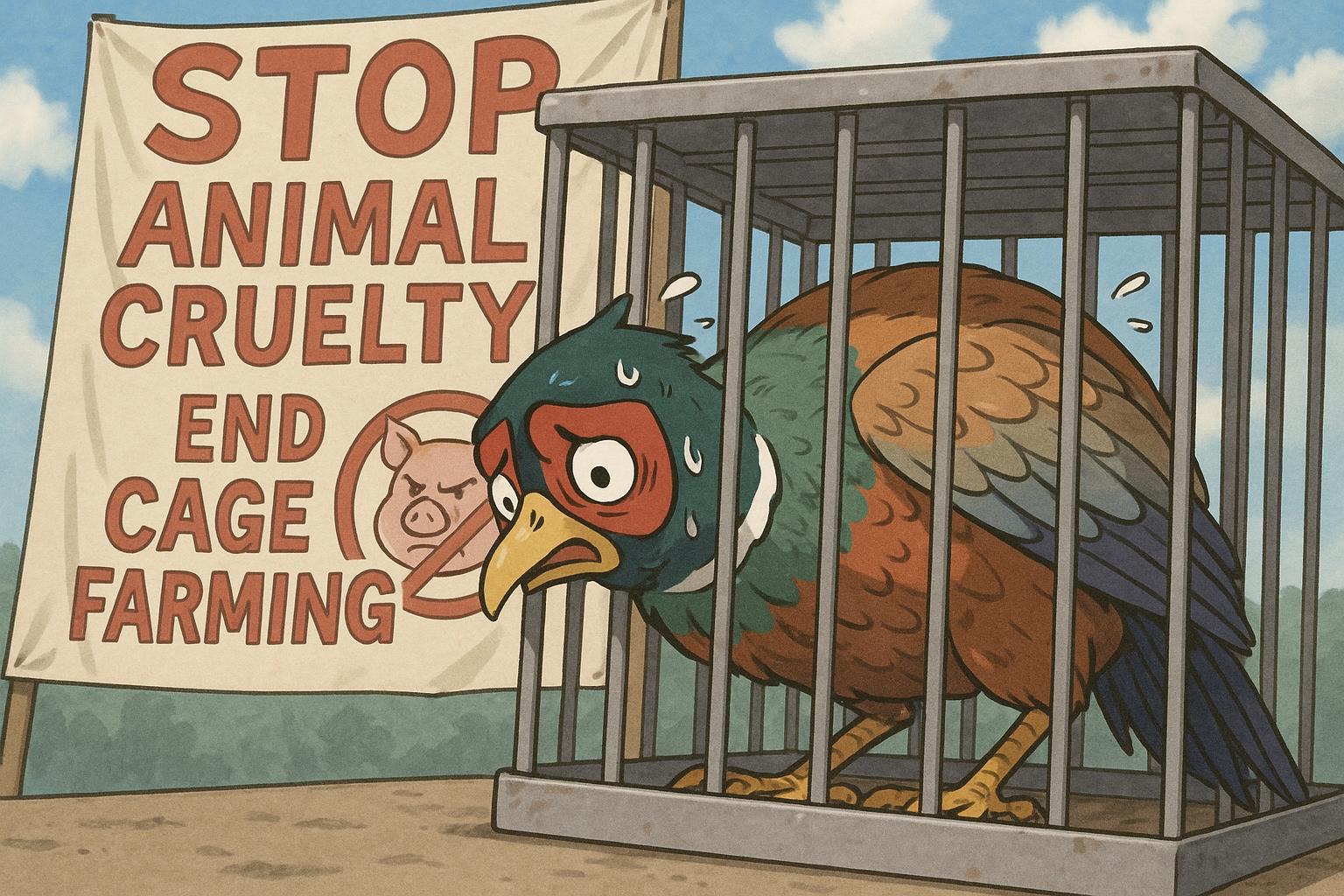 League Against Cruel Sports protest highlights plight of caged game birds in Wales
