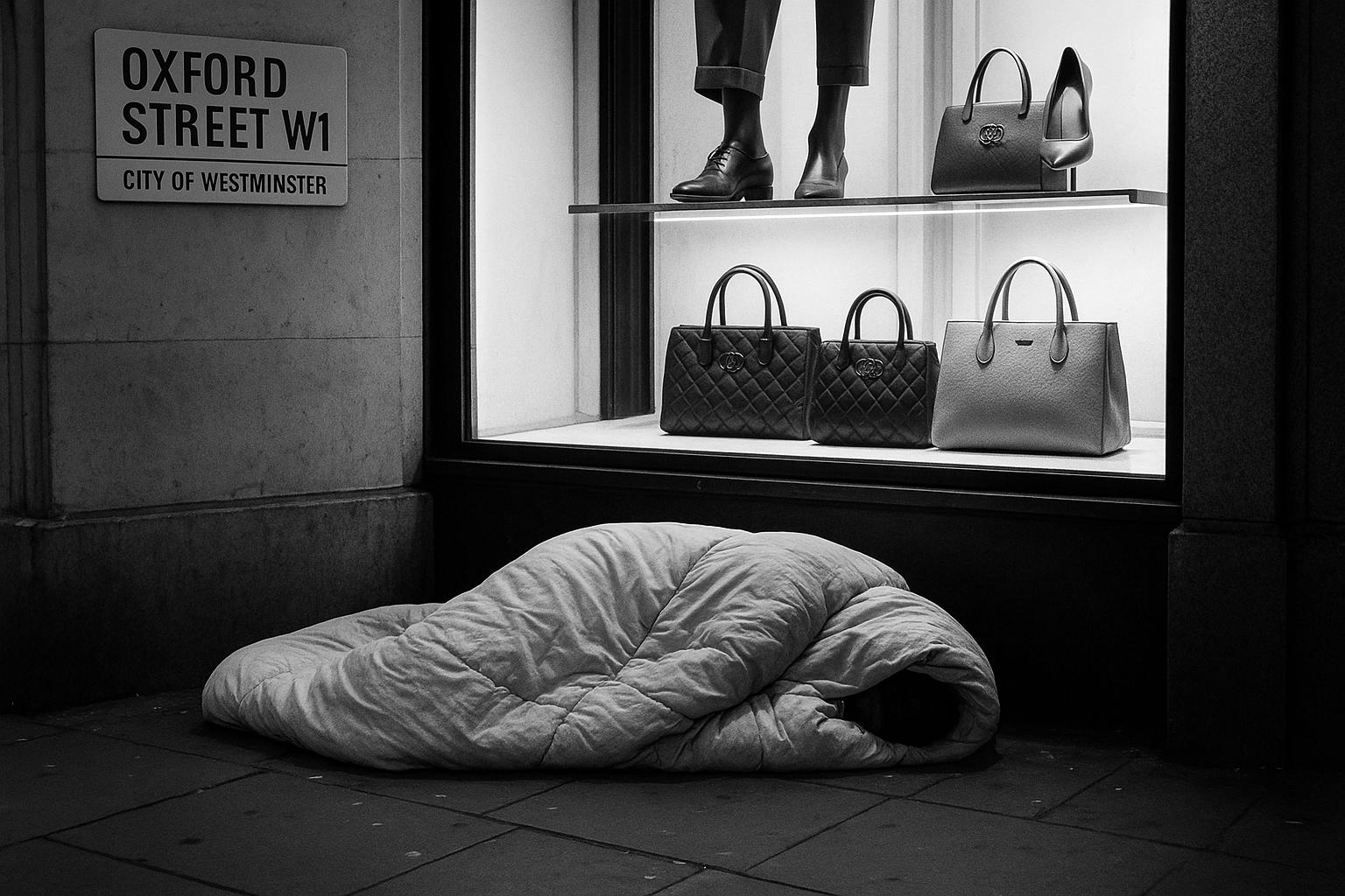 Oxford Street returns to nightly encampments as more than 40 people bed down outside flagship shops