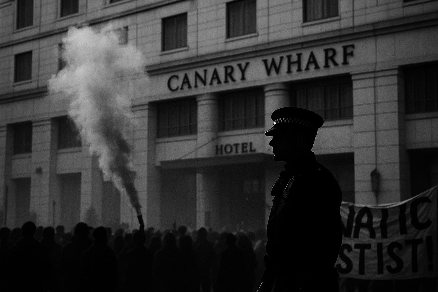Six arrested as repeated protests target Canary Wharf hotel set to house asylum seekers