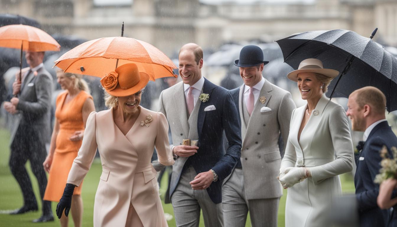 Prince William Hosts Garden Party at Buckingham Palace Amid Torrential Rain