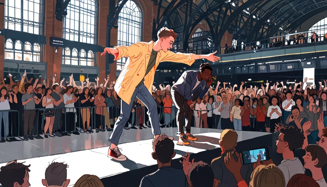 Olly Alexander surprises commuters with pop-up gig at St Pancras station