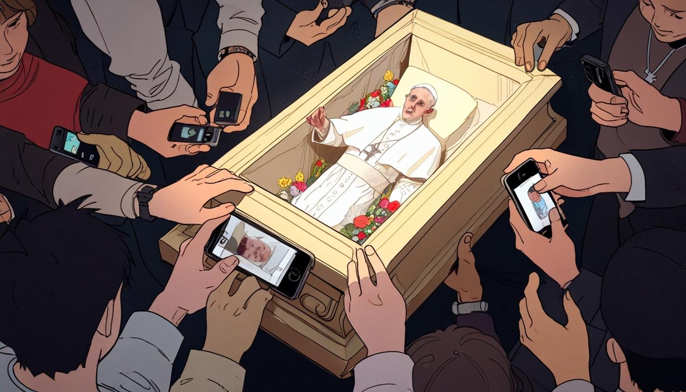 Visitors grapple with smartphone use during Pope Francis's lying in state at St Peter’s Basilica