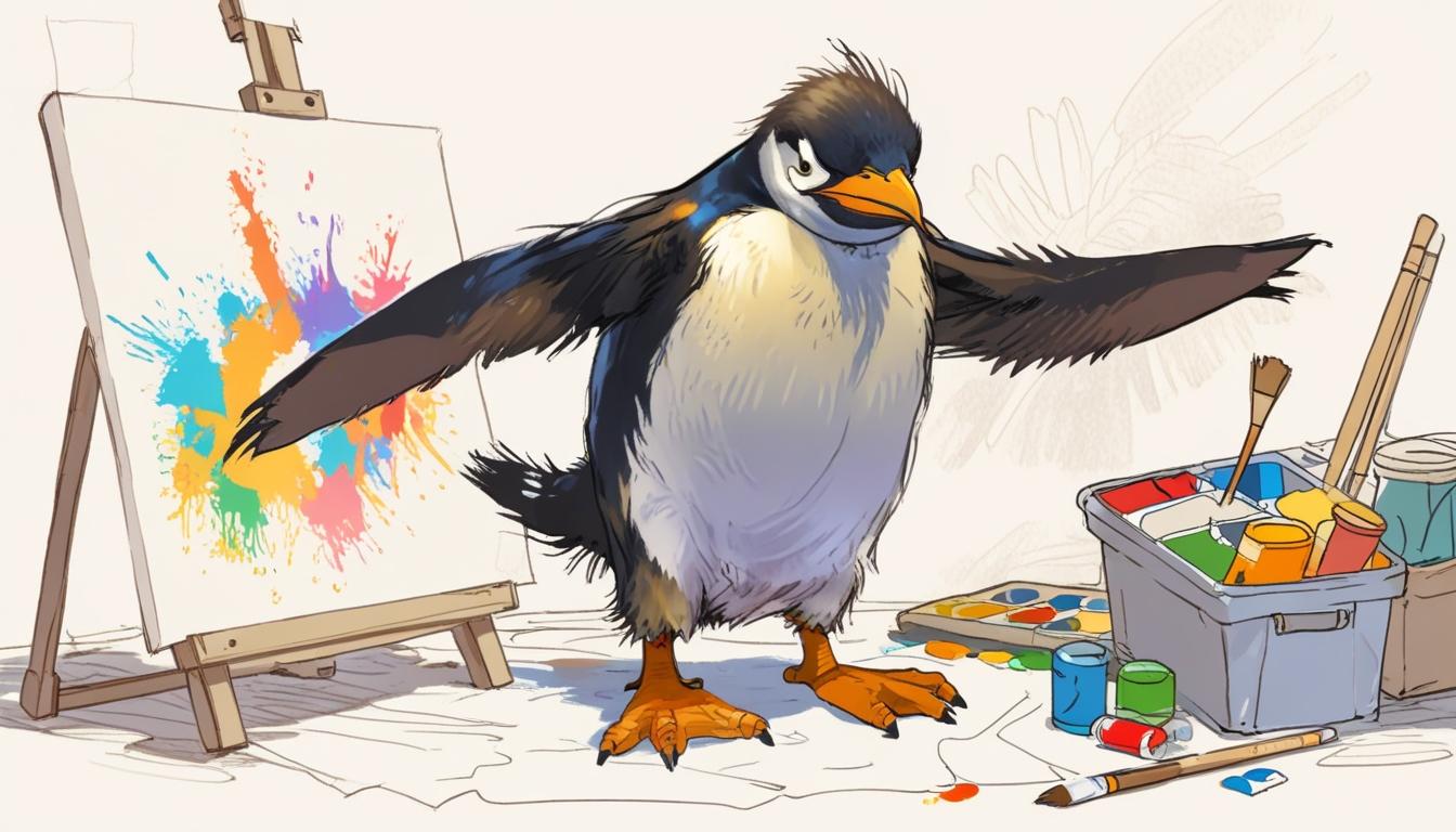 Northern rockhopper penguin Marley wows TikTok with her paintings and tail wags