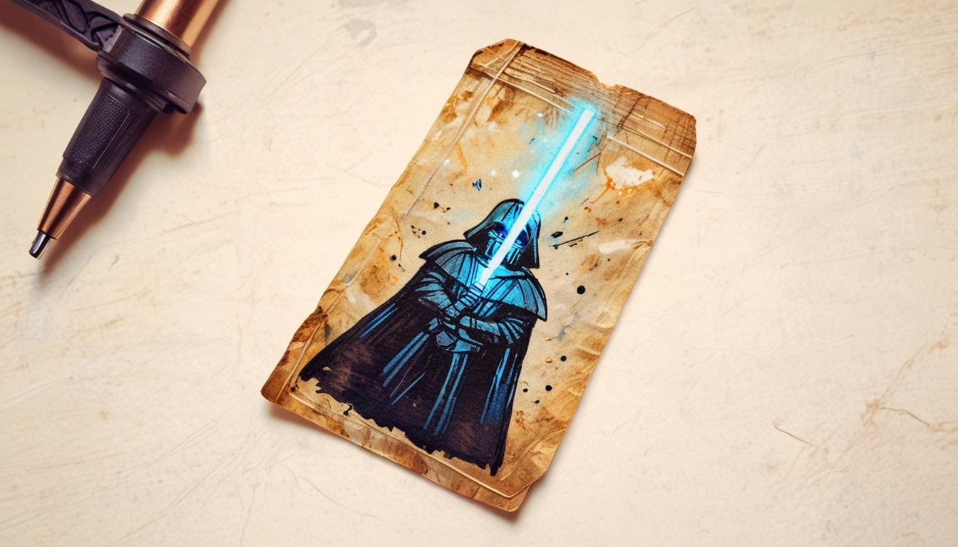 Artist captures Star Wars galaxy on used tea bags with glowing lightsabers