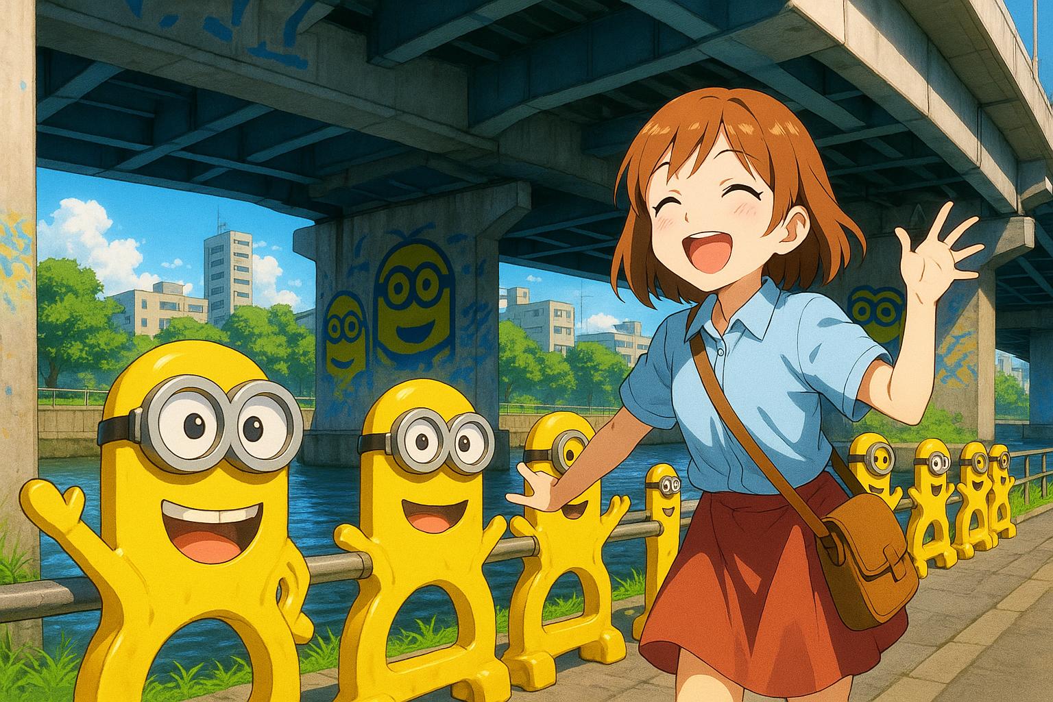 Anonymous artist transforms Burnley motorway stanchions into cheerful Minions art