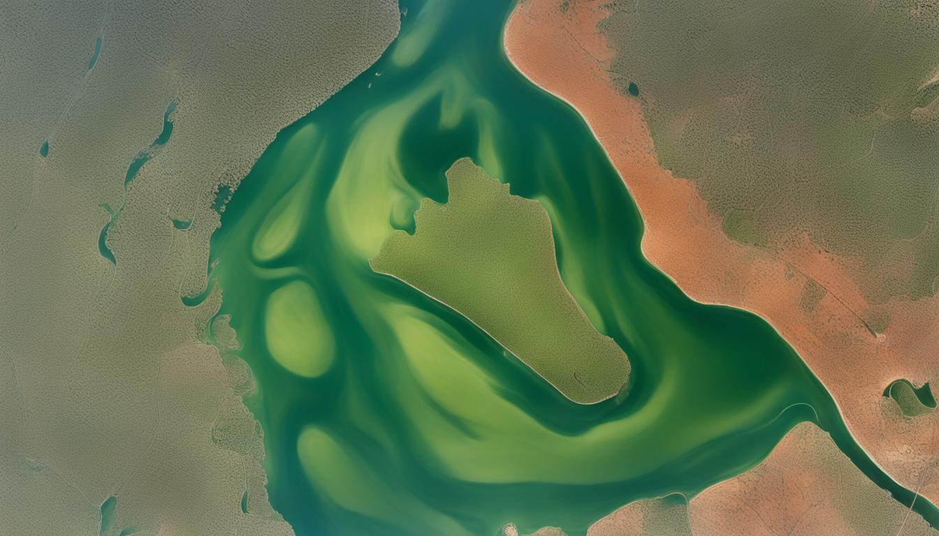 Algal Bloom Turns Clear Lake Green