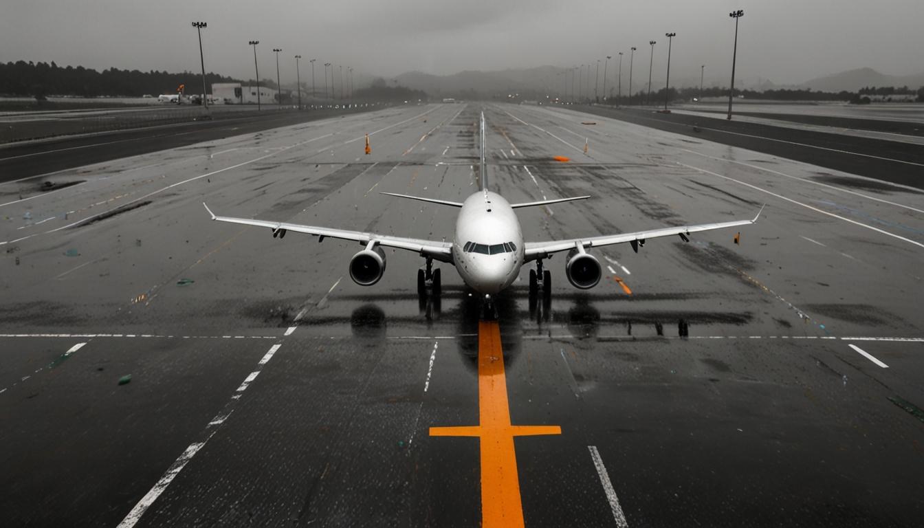 Heavy Rainstorm Causes Flooding at Palma Airport, Majorca, Spain