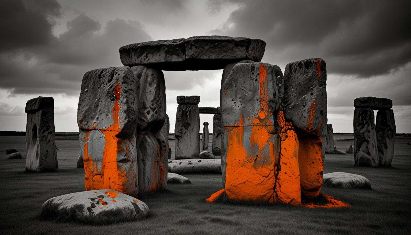Activists Vandalize Stonehenge with Orange Paint in Protest Against Fossil Fuels