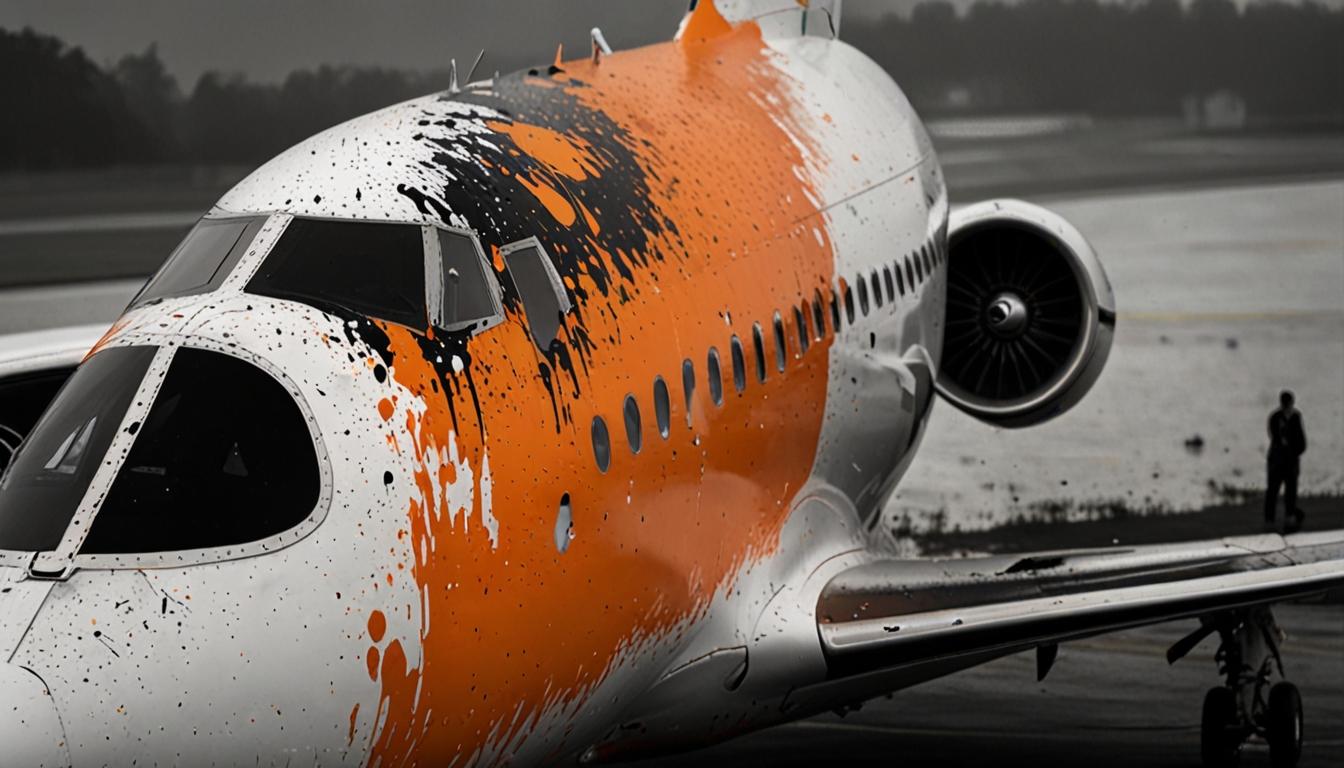 Just Stop Oil Activists Spray Private Jets at London Stansted Airport in Protest Against Fossil Fuels