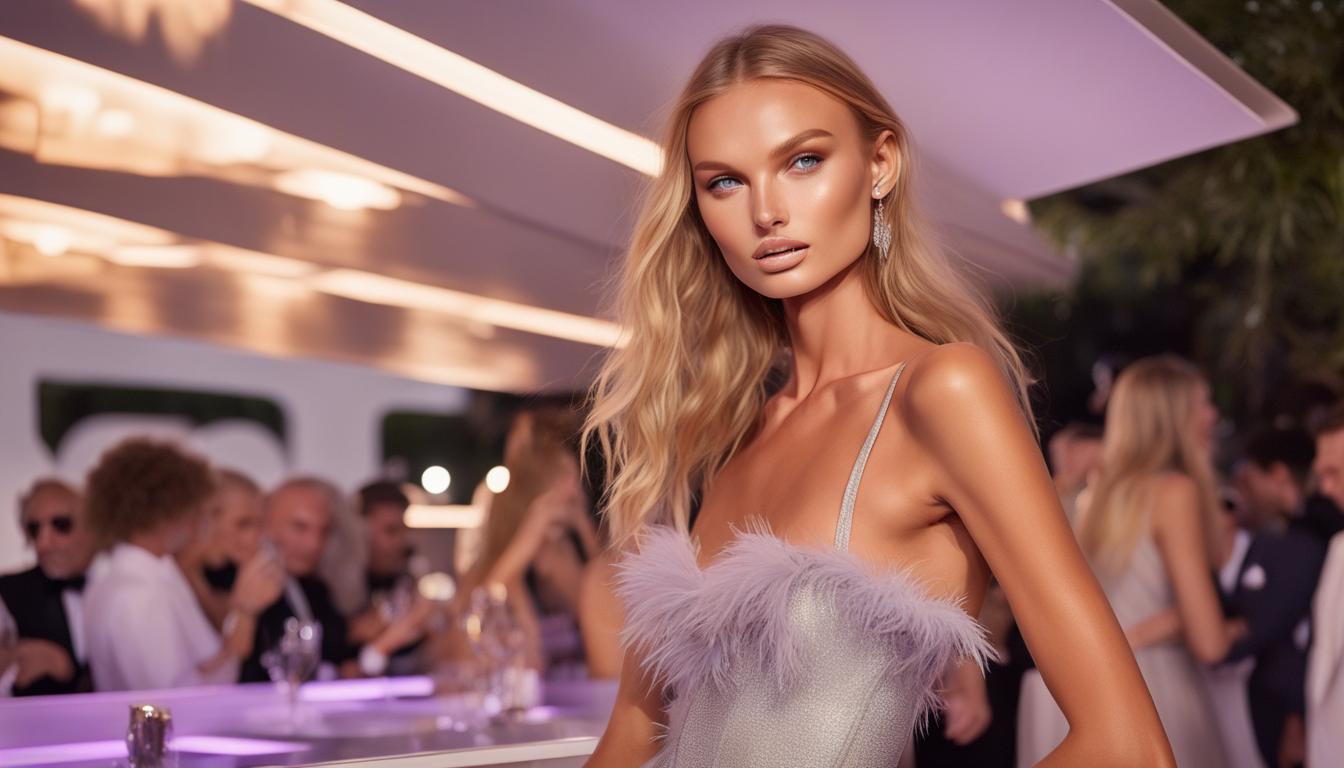 Model Romee Strijd stuns at Magnum's Cannes party in sparkly silver mini dress