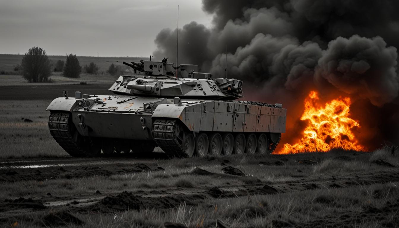 US-provided Bradley Fighting Vehicle in Ukrainian Forces Rams Russian Armour