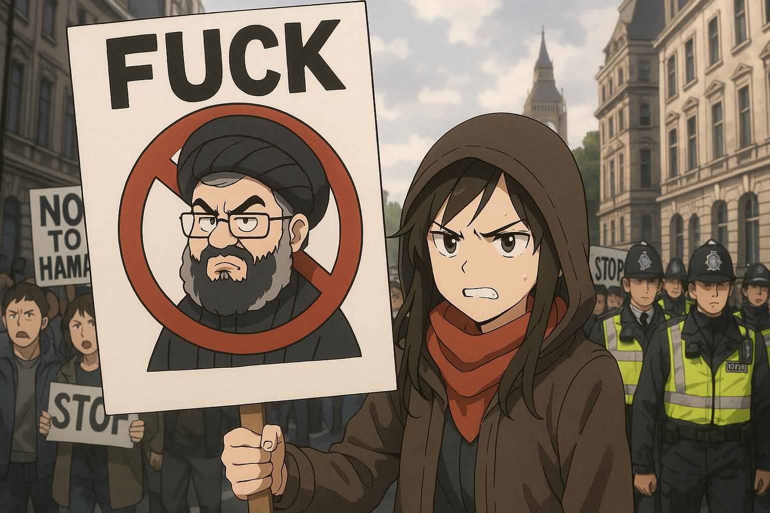 Jewish protester charged over anti-Hezbollah placard amid policing debate in London