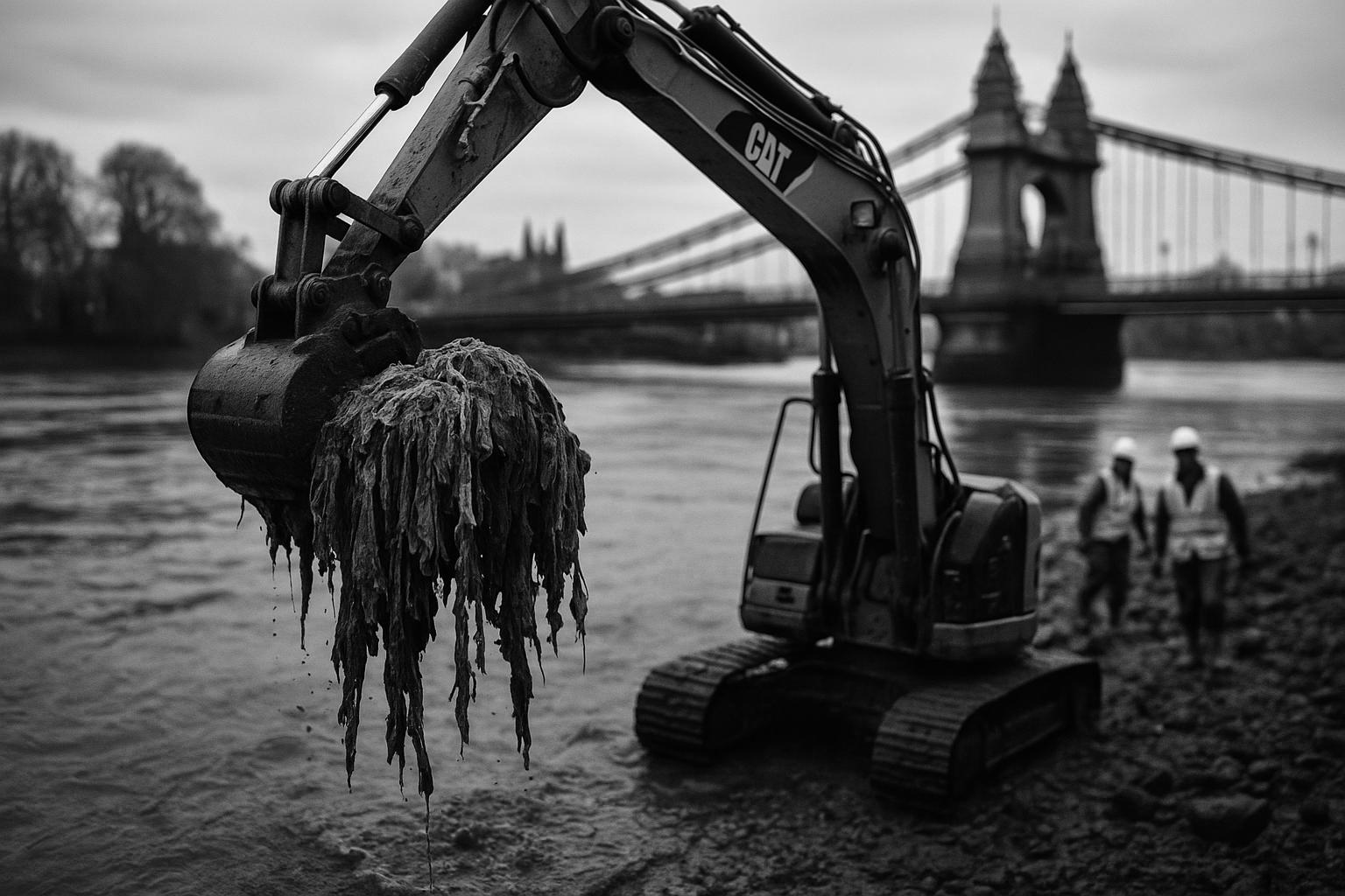 Thames 'wet‑wipe island' of 180 tonnes excavated near Hammersmith Bridge