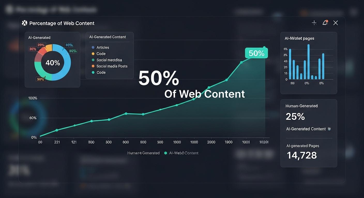 AI-generated content reaches nearly half of web pages, reshaping the digital landscape in 2026