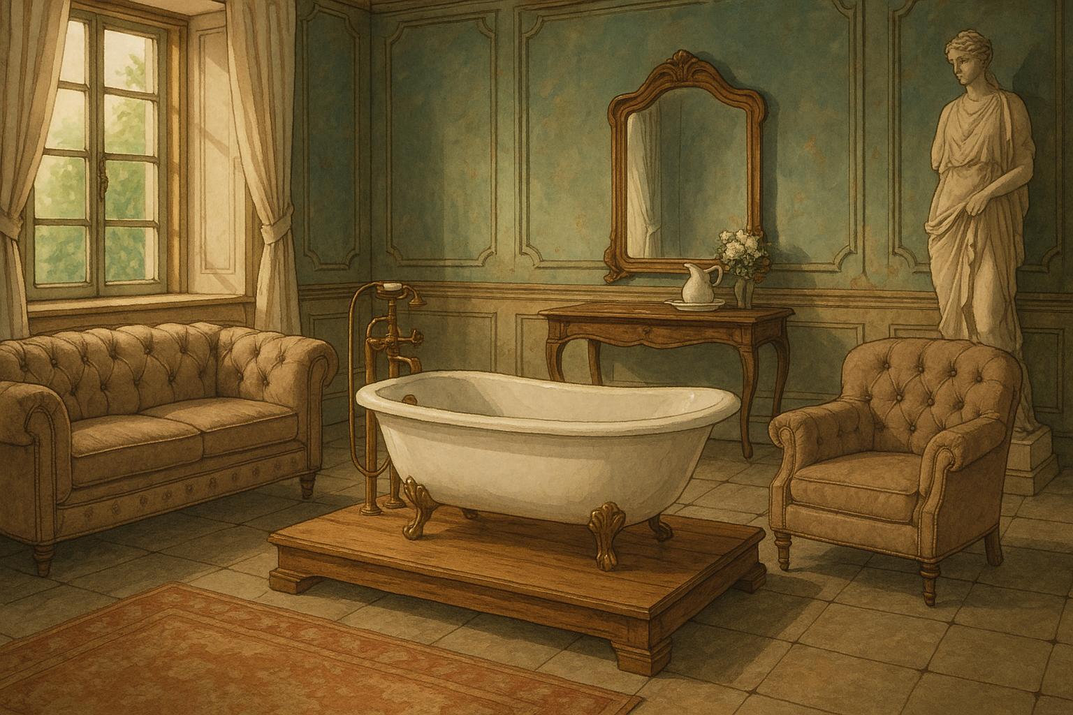 Newcastle house stuns buyers with bathroom blending bathtub and living room furniture