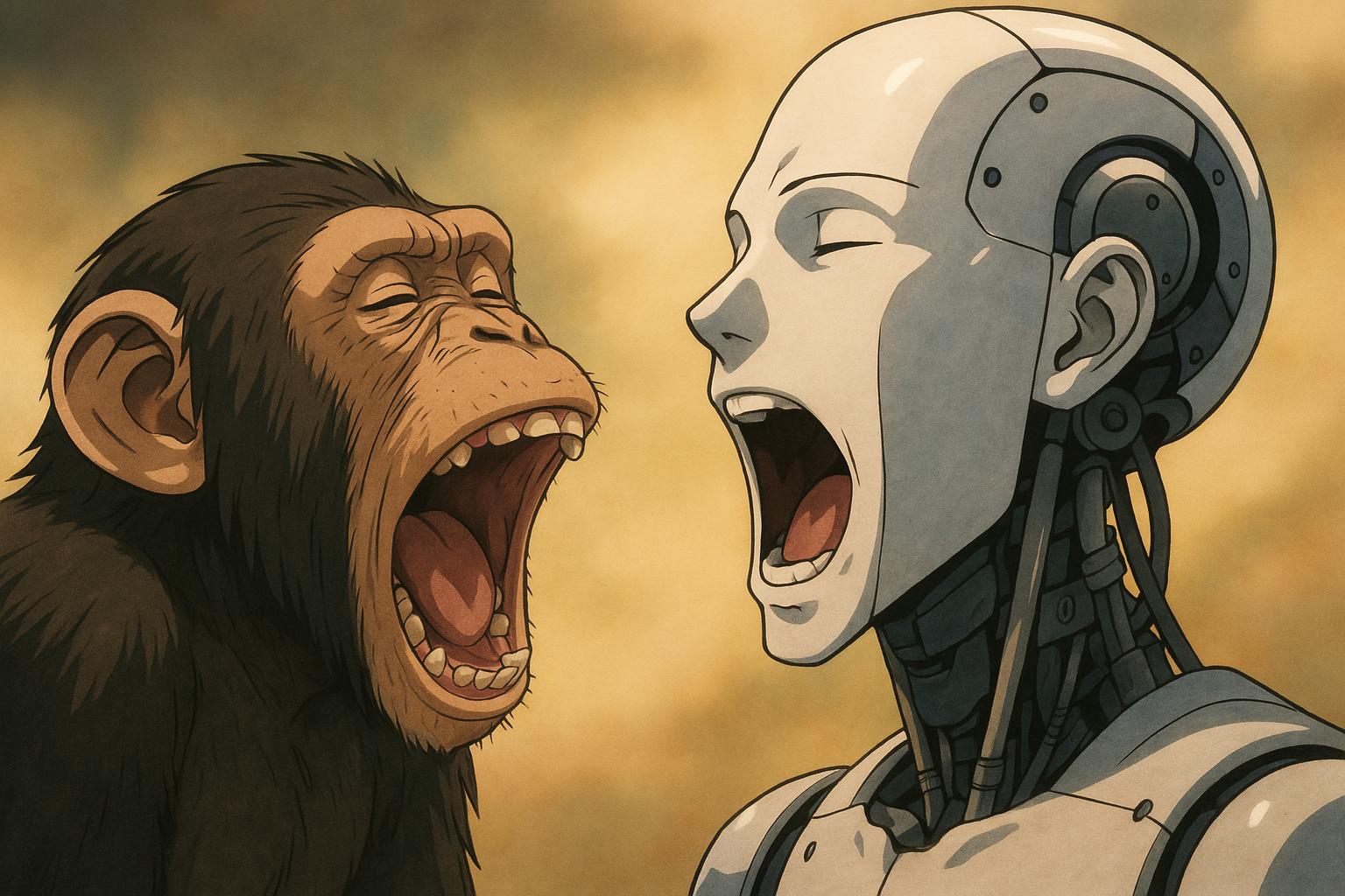 Chimpanzees respond to android yawns, blurring lines between living and artificial social cues