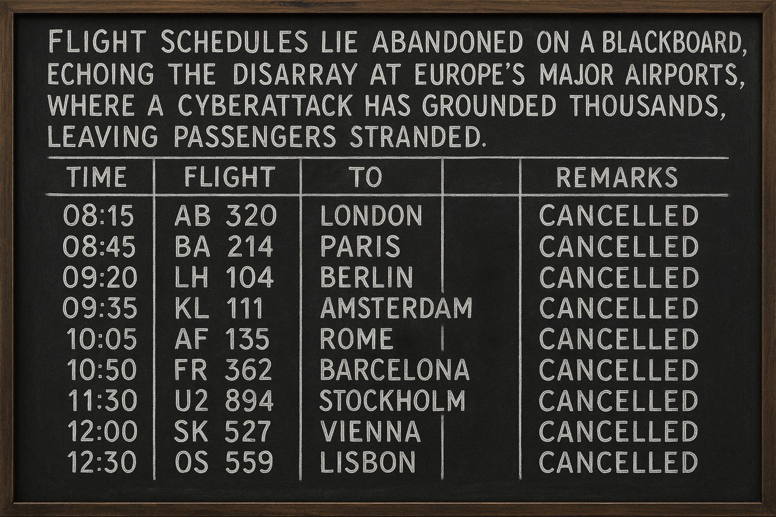 Major European airports face unprecedented delays after cyberattack on critical service provider
