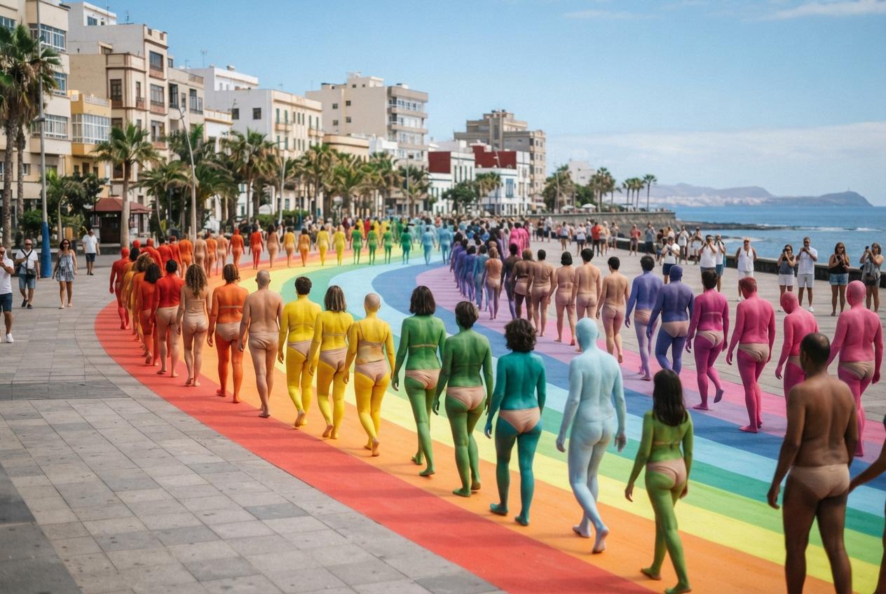 Best Photos of Spencer Tunick’s Gran Spectrum: Naked Bodies Form a Pride Rainbow