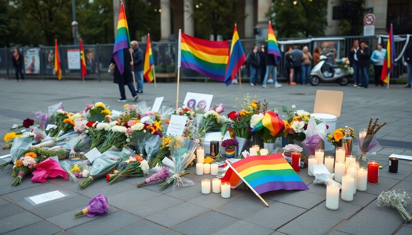 Latest Memorials After Berlin Pride Attack: Flowers, Flags and Candles Remember Victims