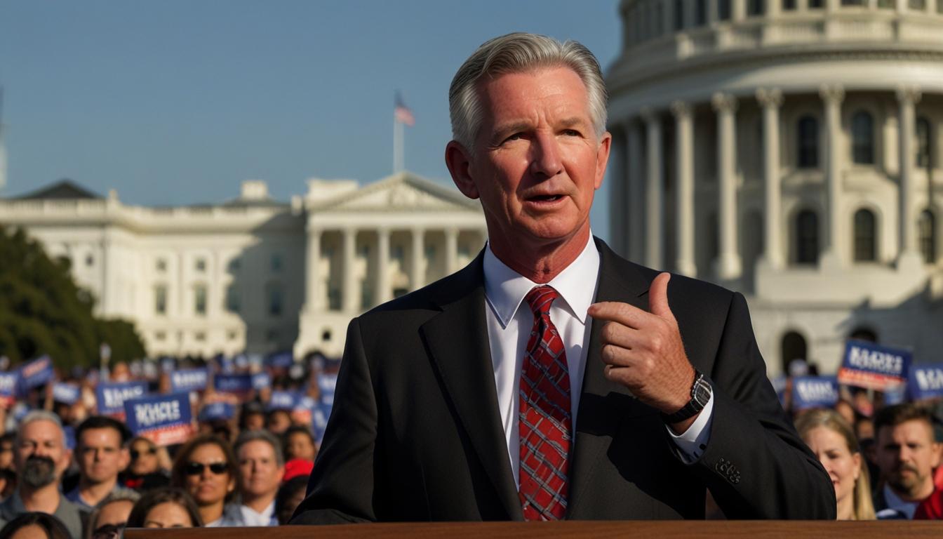 Senator Tommy Tuberville urges Vice President Kamala Harris to 'drop out' of presidential race, predicts Trump victory
