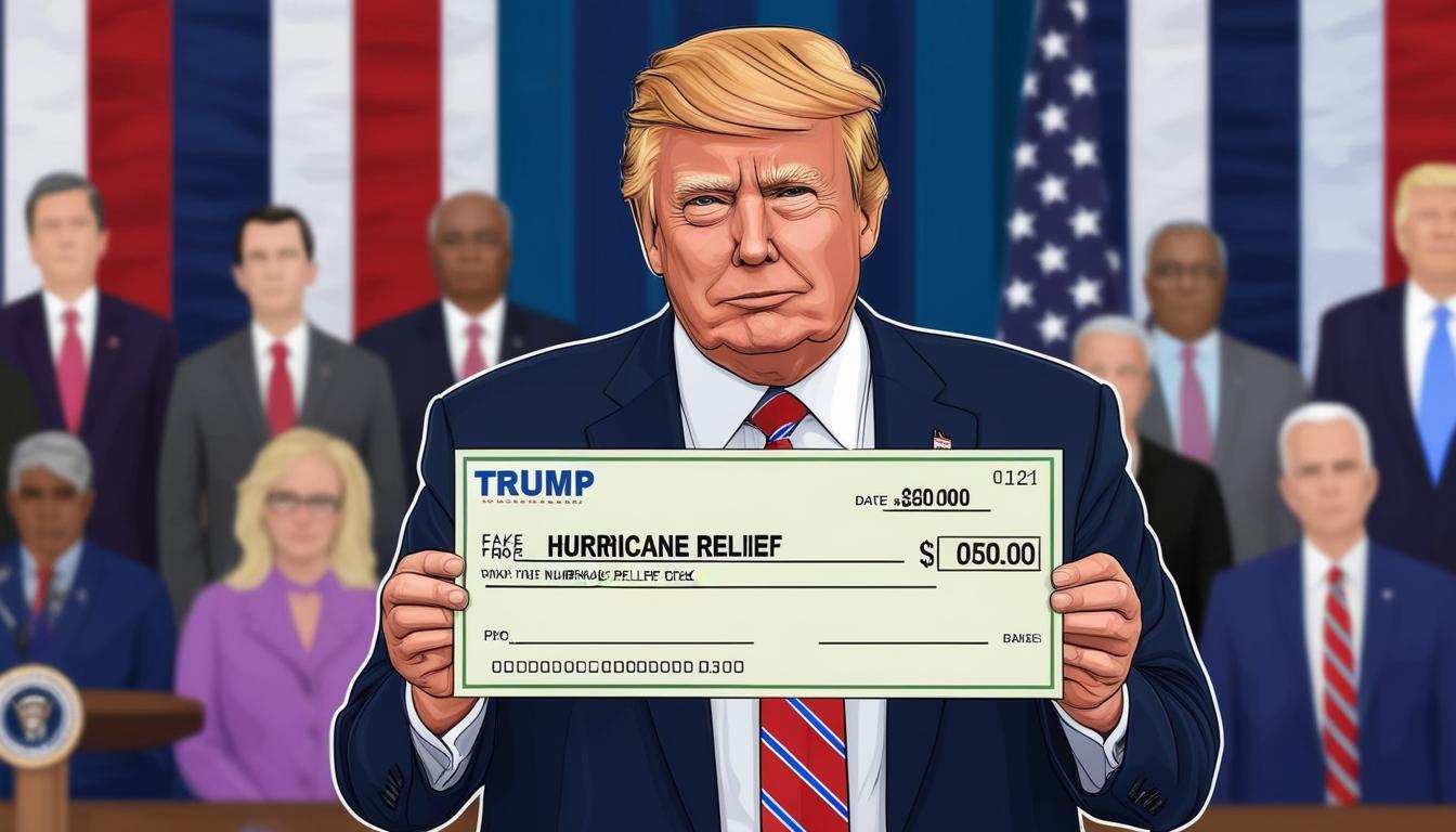 Image of Donald Trump holding hurricane relief check debunked as AI-generated creation