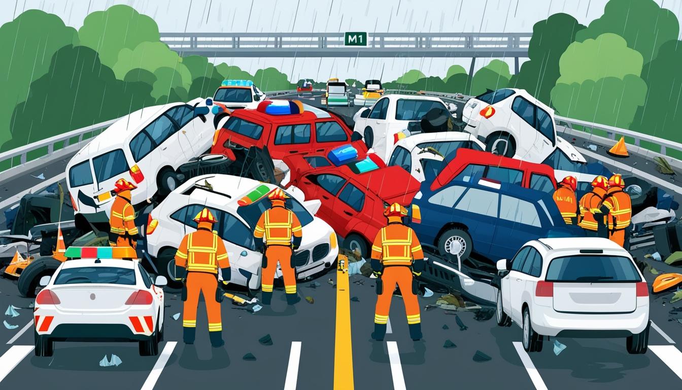 Major vehicle pile-up on M1 near Bedford causes traffic chaos