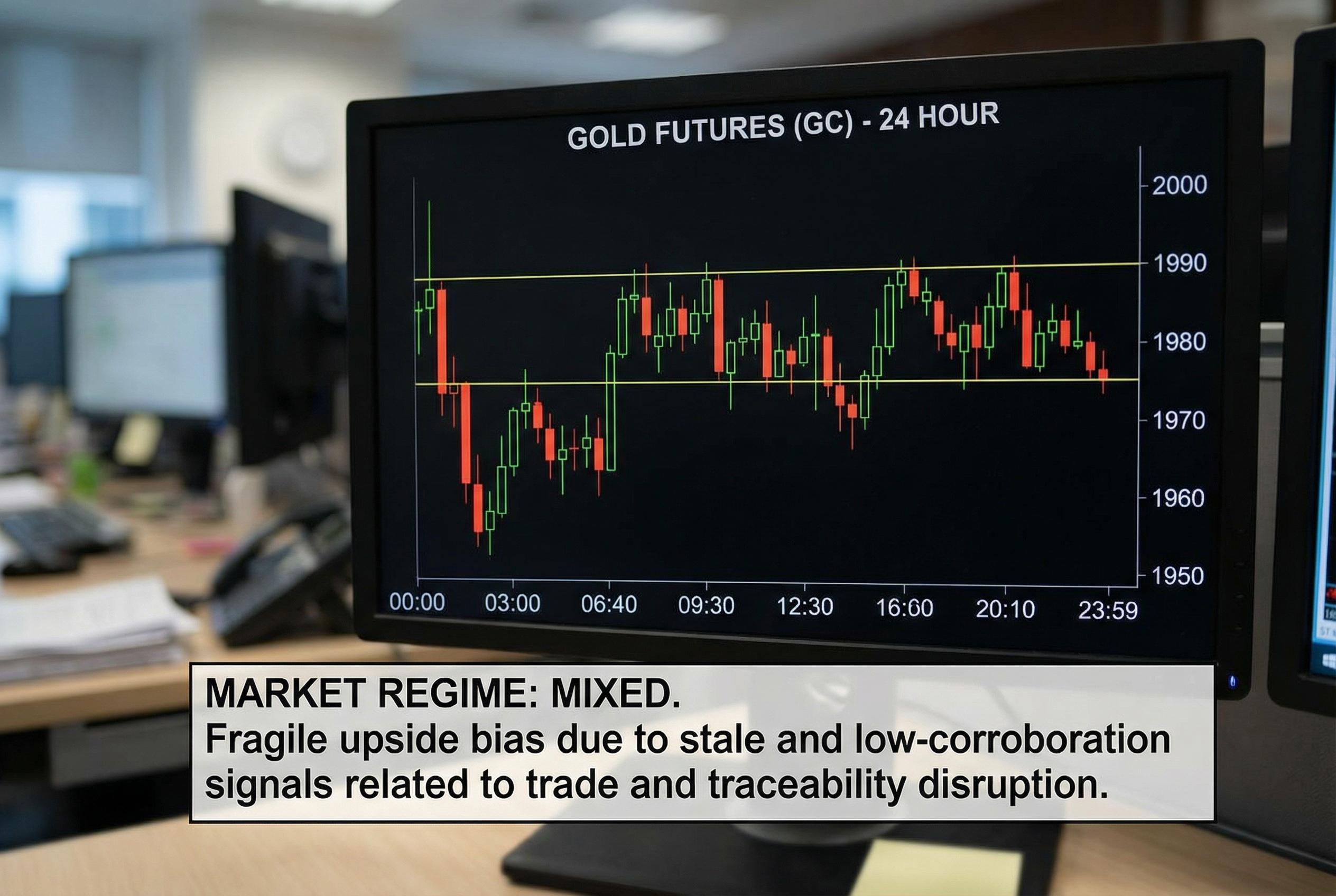 Commodities Report: Gold futures | 2026-03-25 07:00 UTC [QXMP] | Mixed | rangebound