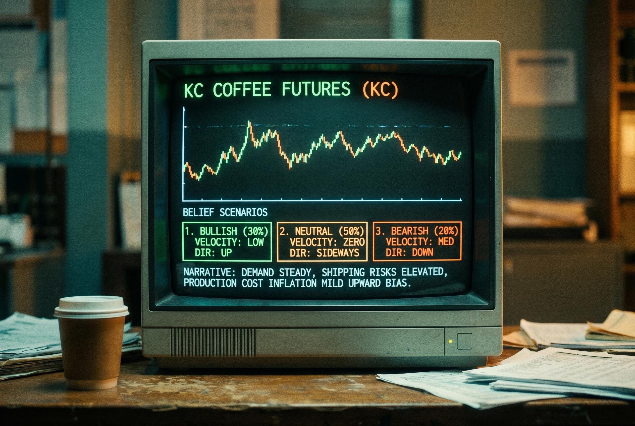 Commodities Report: Coffee futures (KC) | 2026-04-13 20:00 UTC [XQPL] | Mixed | rangebound