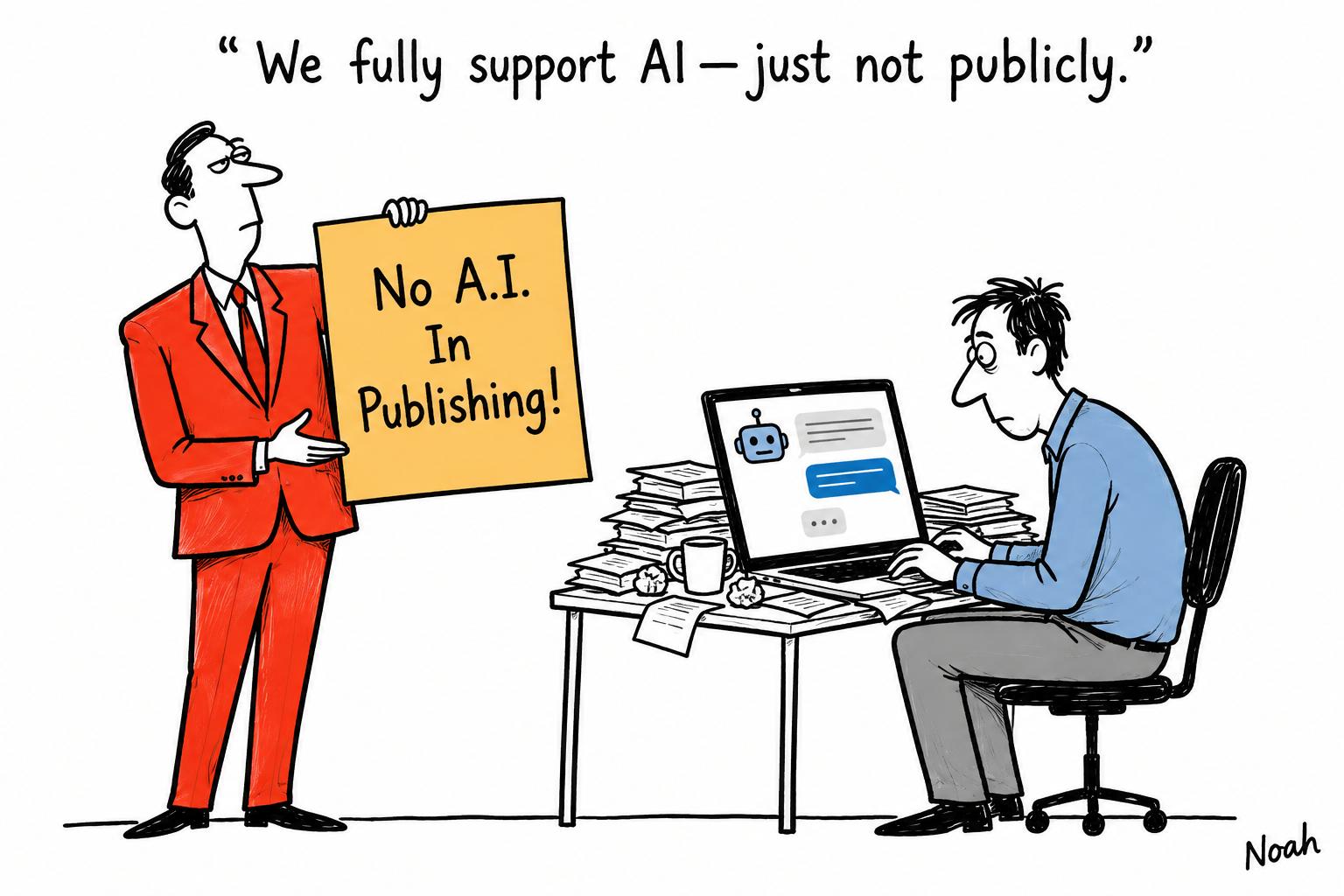 Publishers warn about AI in public while pushing it on staff