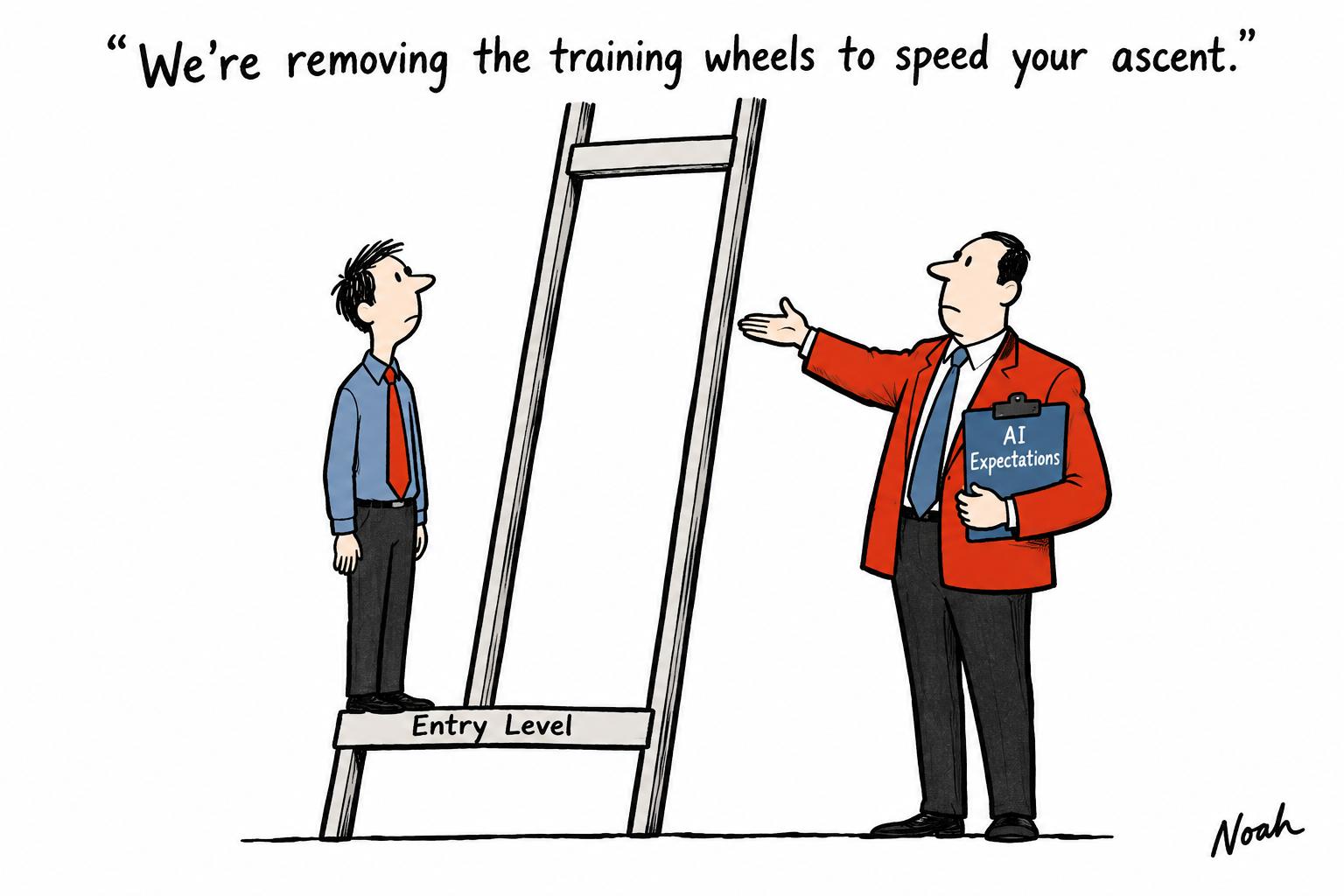 AI is removing the training wheels from the first rung of the career ladder