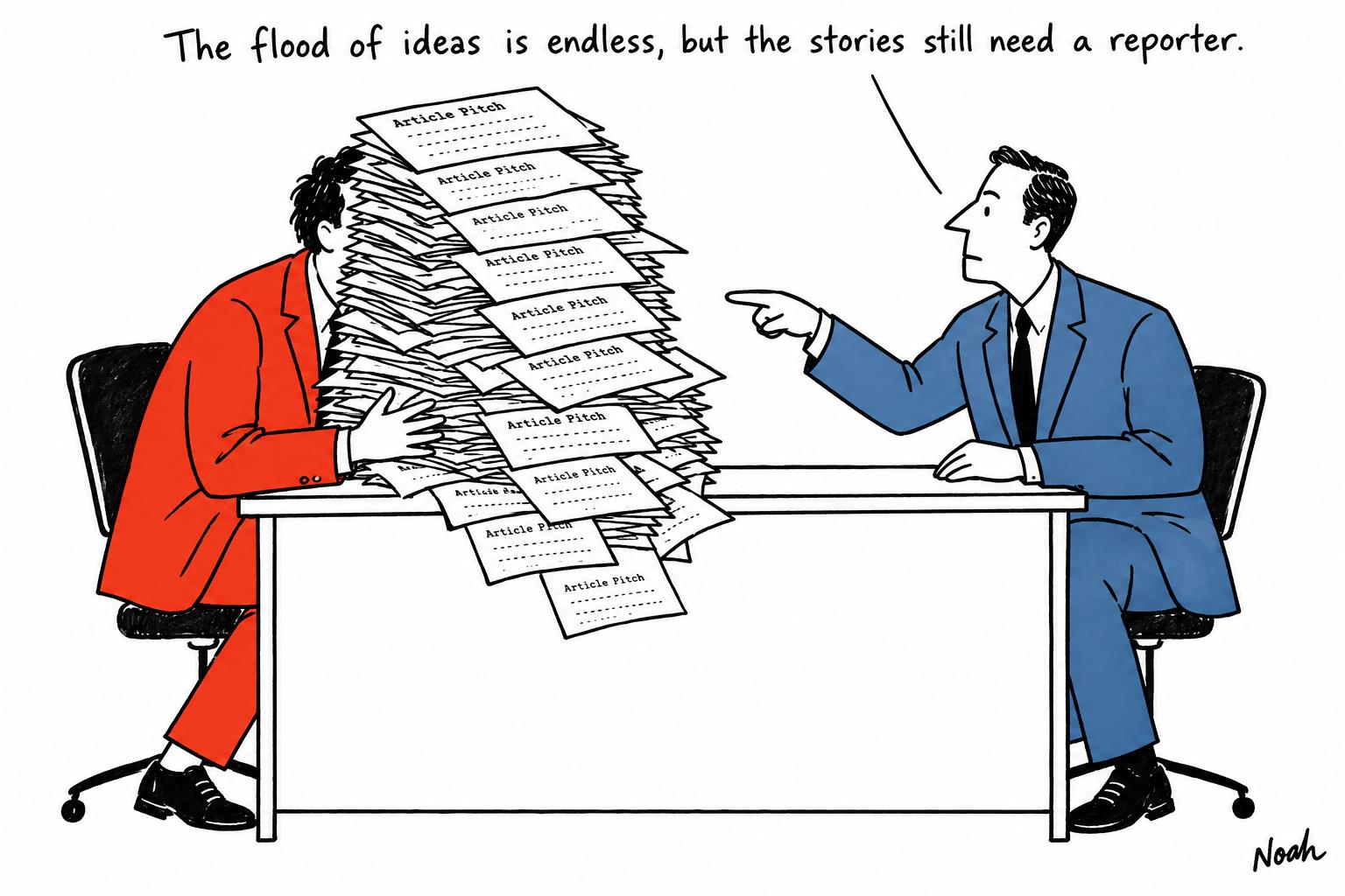 AI can flood publishing with pitches, but it still cannot do the reporting